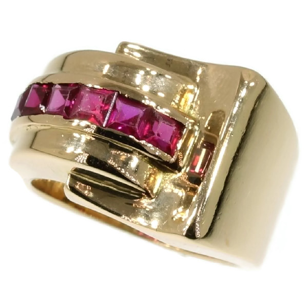 Pink gold ruby Retro ring